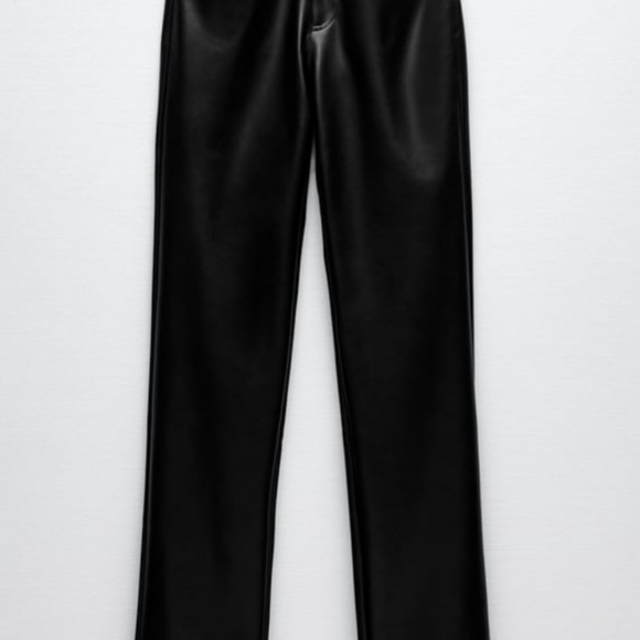 Zara Straight Leg Leather Pants - Picture 5 of 11